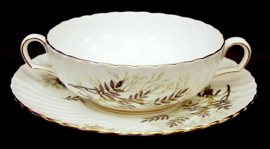 Lyncroft Flat Cream Soup Bowl & Saucer Set by Adderley-1