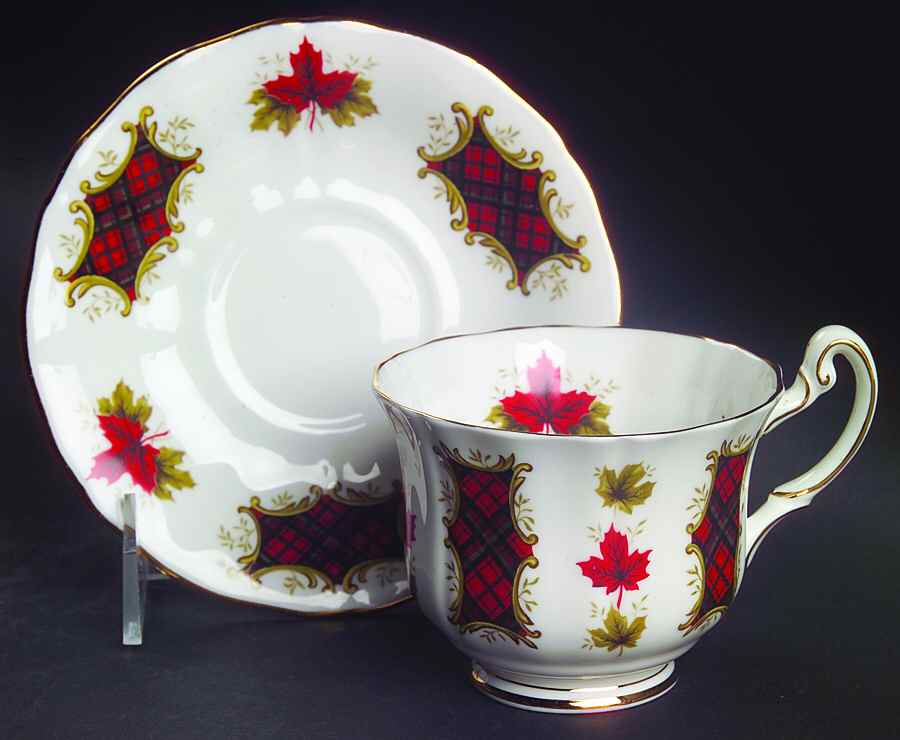 Maple Leaf Tartan Footed Cup & Saucer Set by Adderley-1