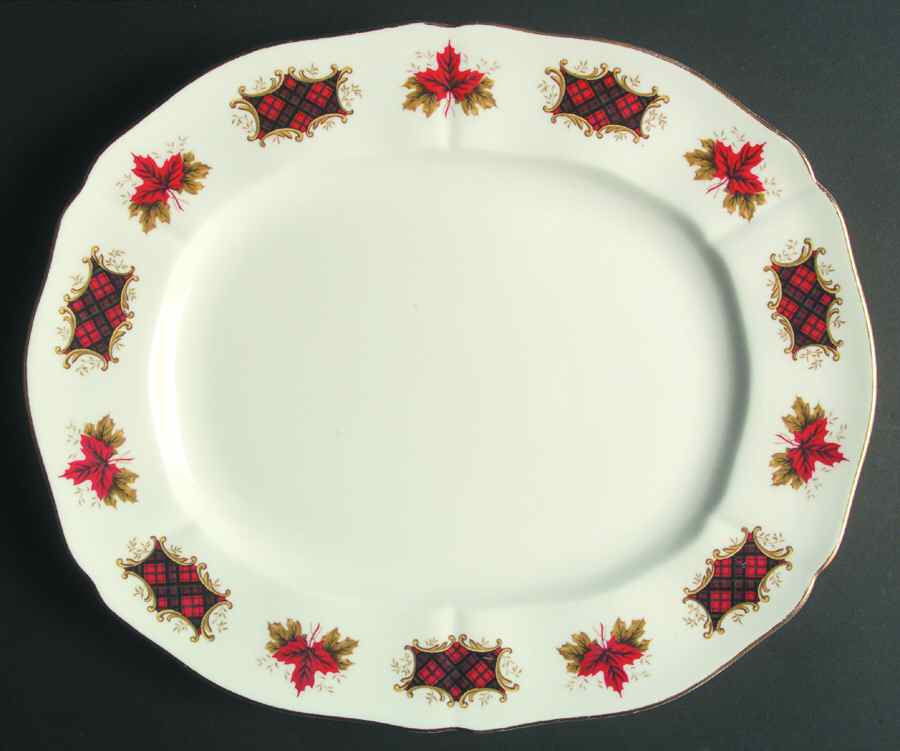 Maple Leaf Tartan 13" Oval Serving Platter by Adderley-1