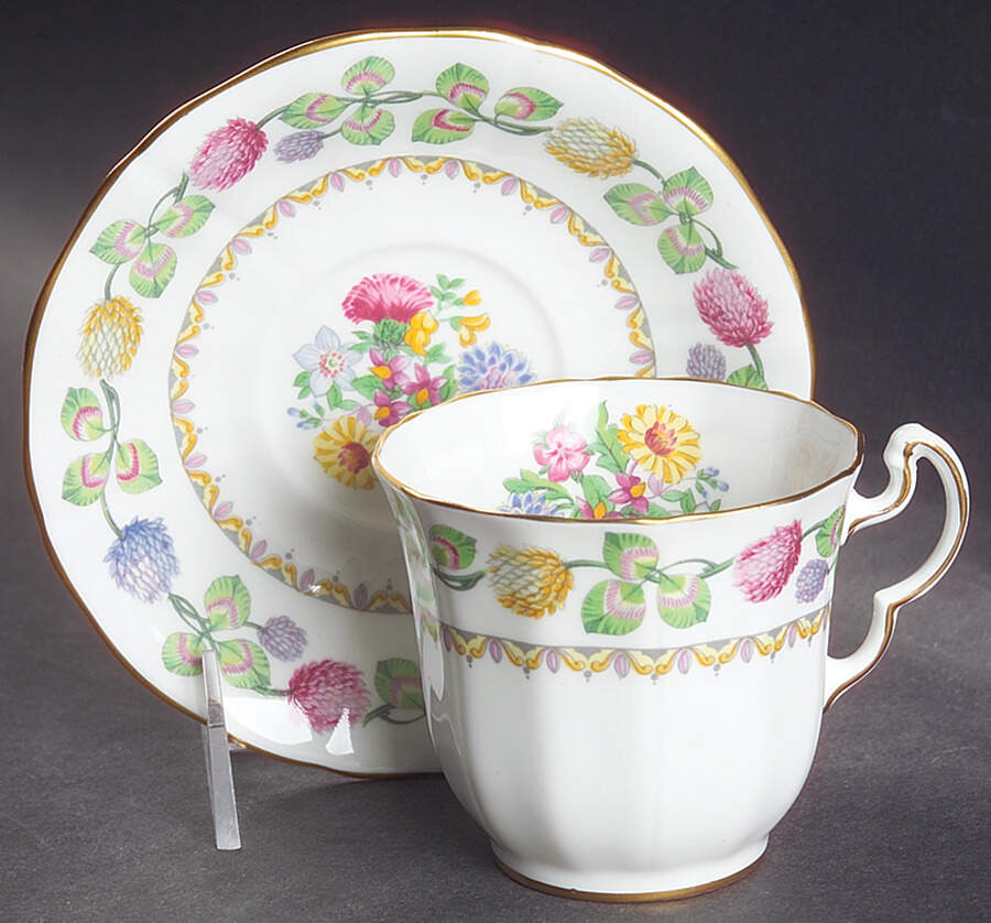 Meadowsweet Footed Cup & Saucer Set by Adderley-1