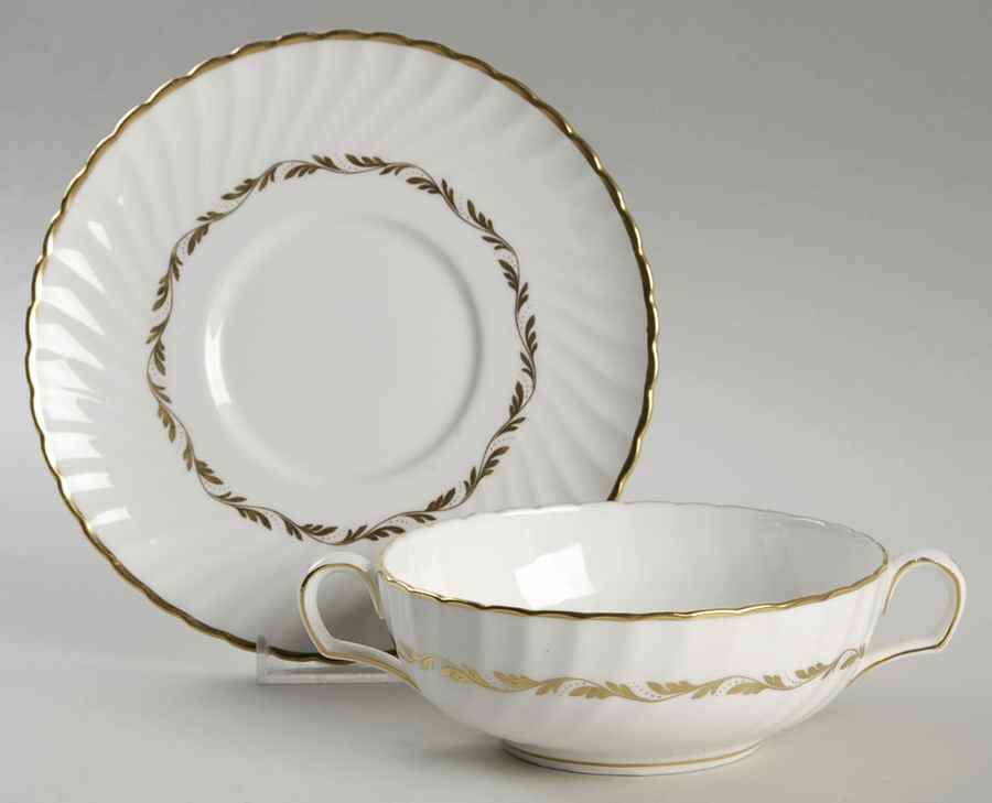 Orleans Flat Cream Soup Bowl & Saucer Set by Adderley-1