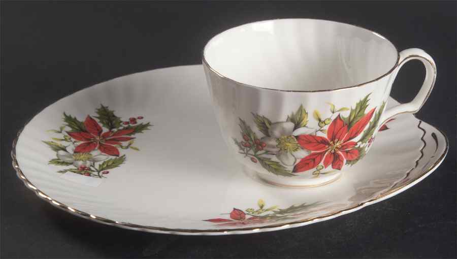 Poinsettia Snack Plate & Cup Set by Adderley-1
