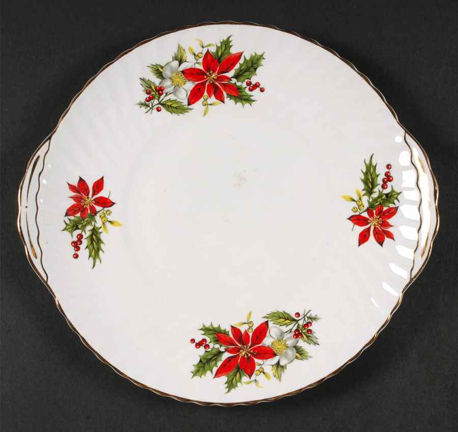 Poinsettia Handled Cake Plate by Adderley-1