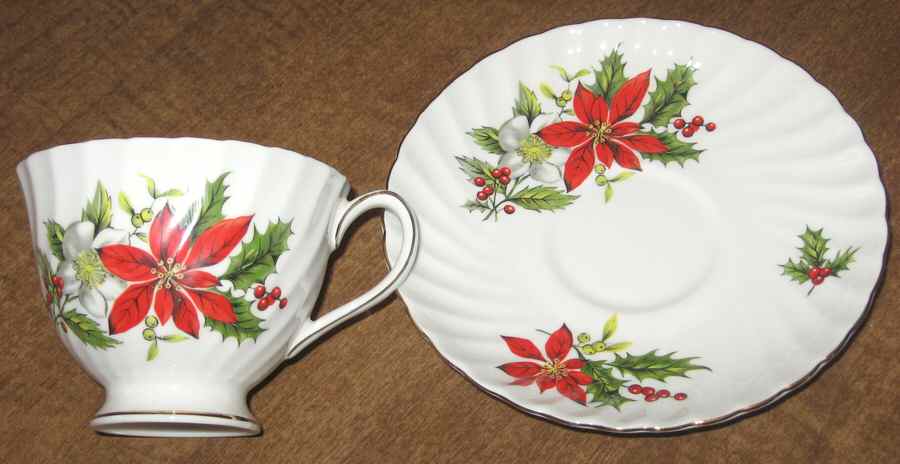 Poinsettia Footed Cup & Saucer Set by Adderley-1