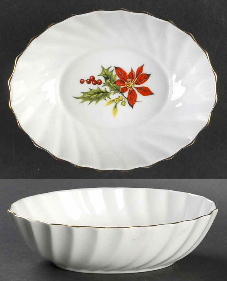 Poinsettia Oval Sweet Meat Dish by Adderley-1