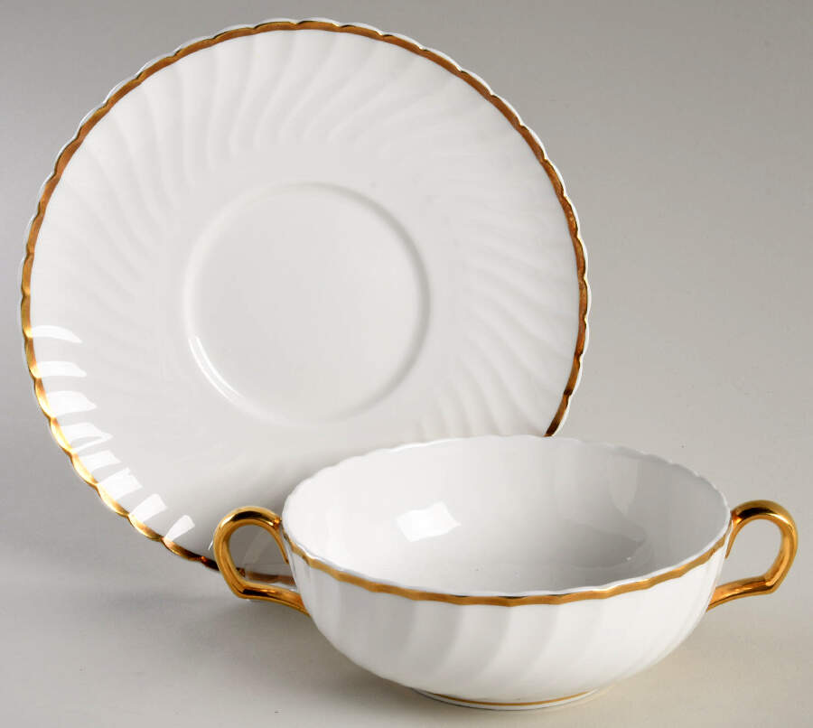 Princess Footed Cream Soup Bowl & Saucer Set by Adderley-1