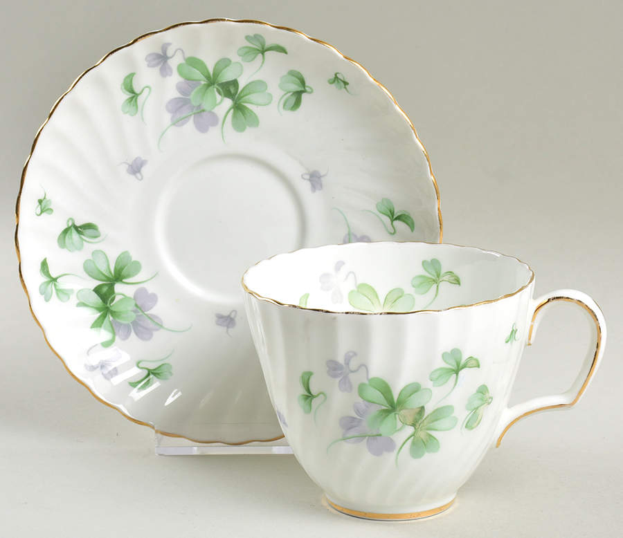 Shamrock Flat Cup & Saucer Set by Adderley-1