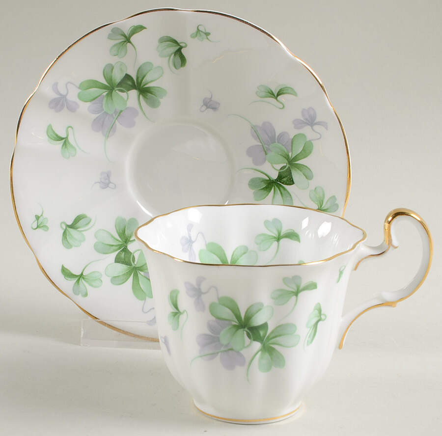 Shamrock Flat Cup & Saucer Set by Adderley-1