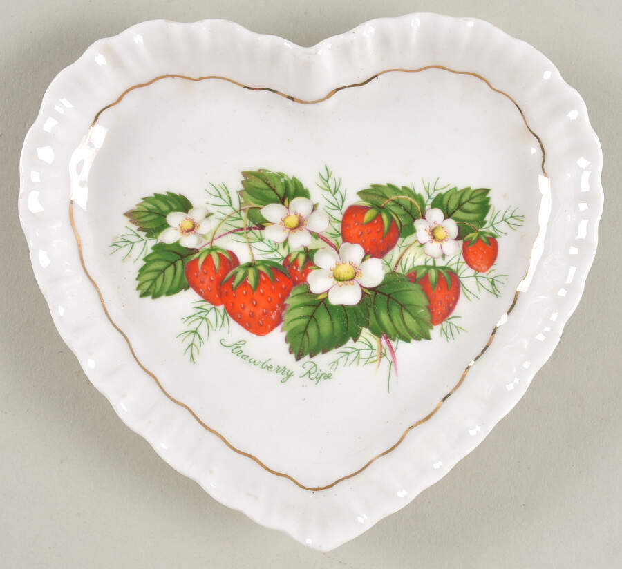 Strawberry Ripe Heart Shaped Dish by Adderley-1