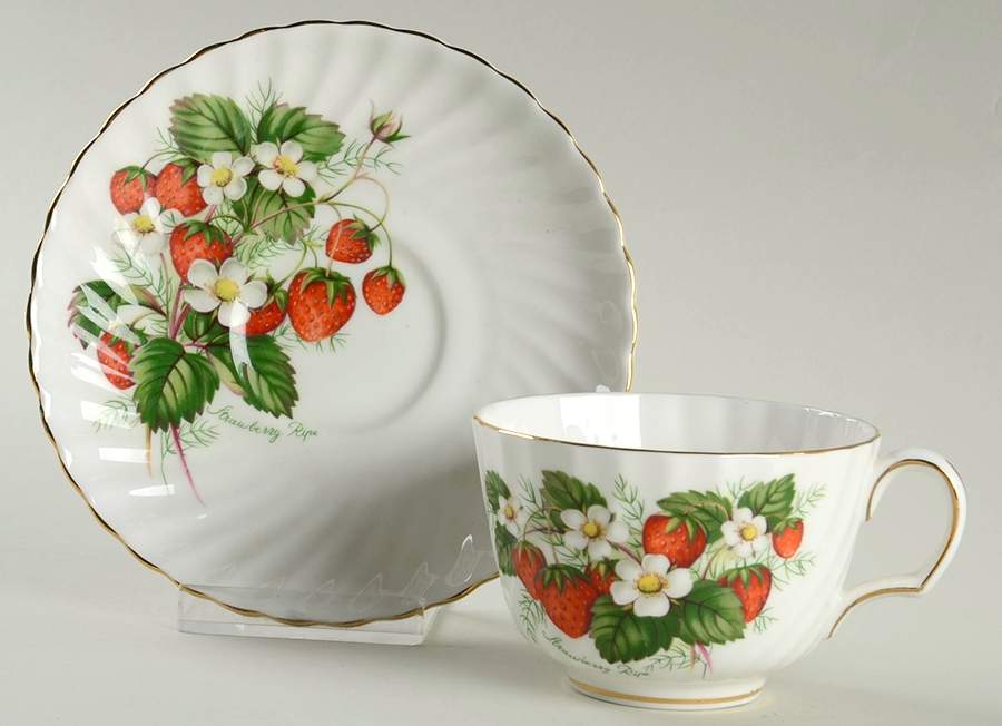 Strawberry Ripe Flat Cup & Saucer Set by Adderley-1