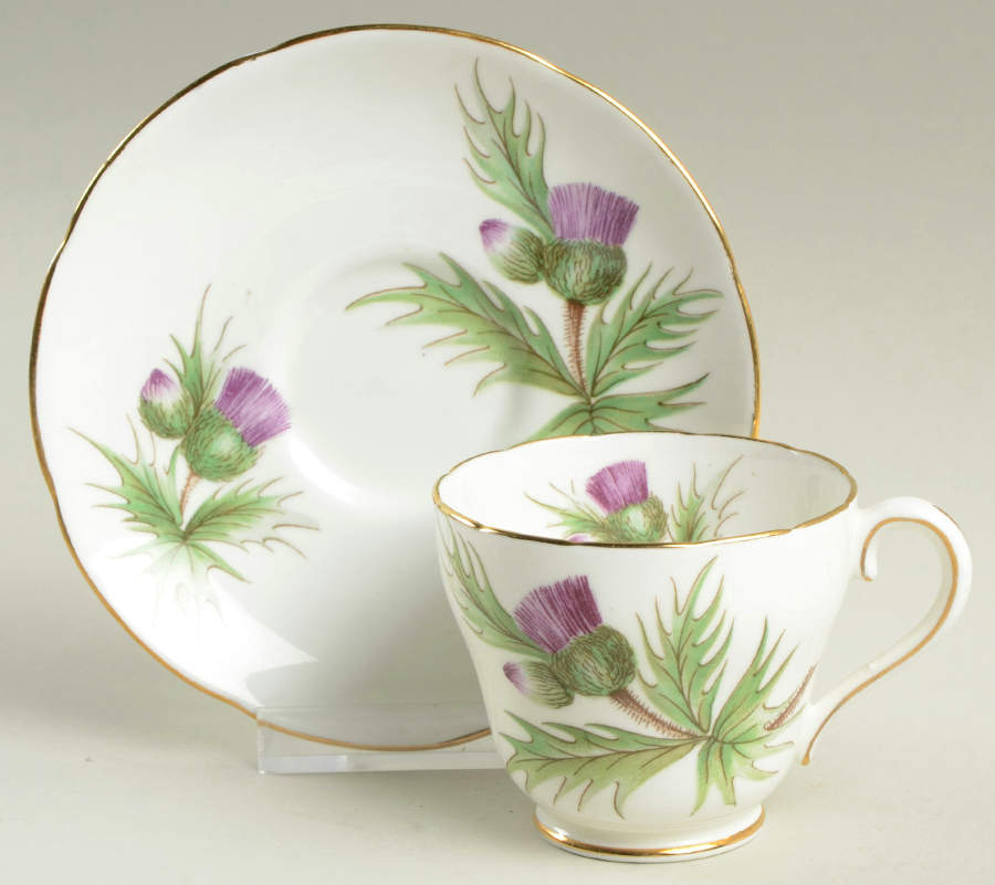Thistle (Scalloped) Footed Demitasse Cup & Saucer Set by Adderley-1