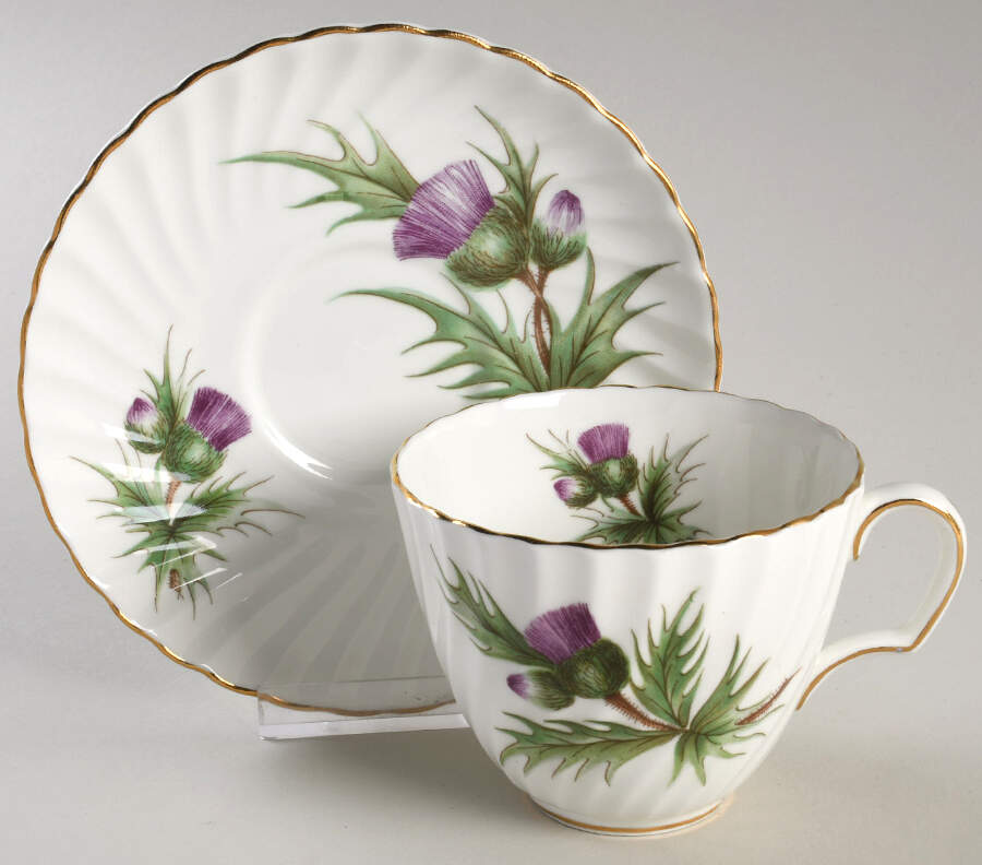 Thistle (Scalloped) Flat Cup & Saucer Set by Adderley-1