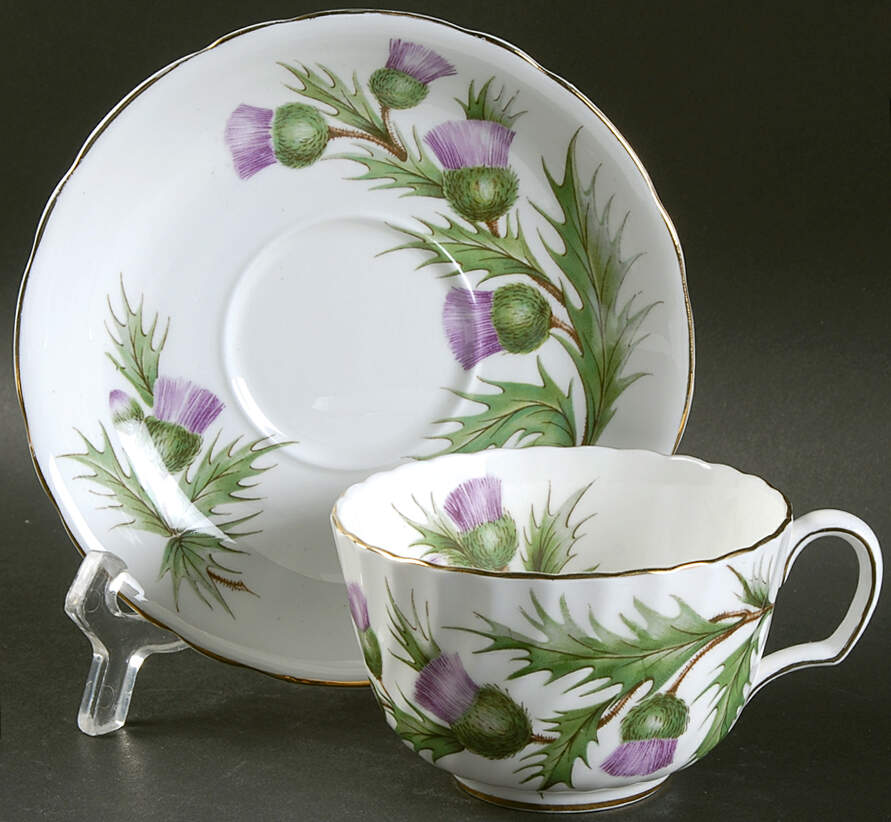 Thistle (Scalloped) Flat Cup & Saucer Set by Adderley-1
