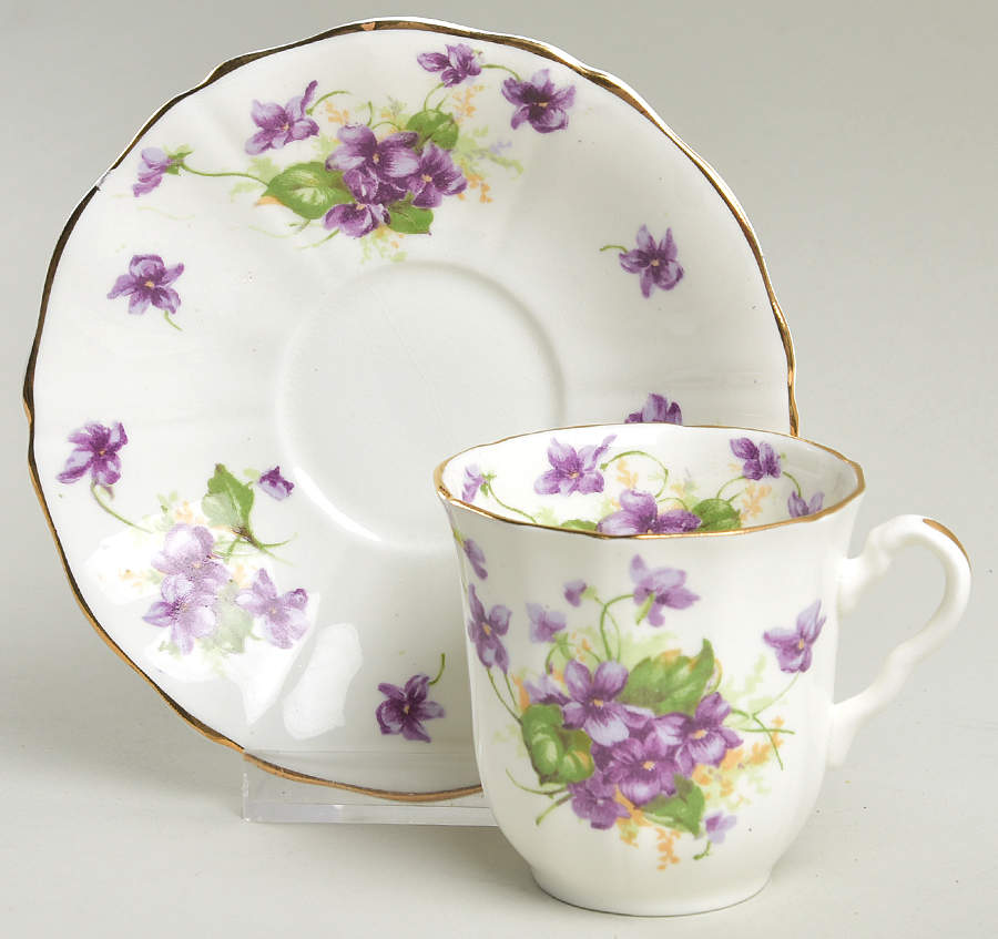 Violet Flat Demitasse Cup & Saucer Set by Adderley-1