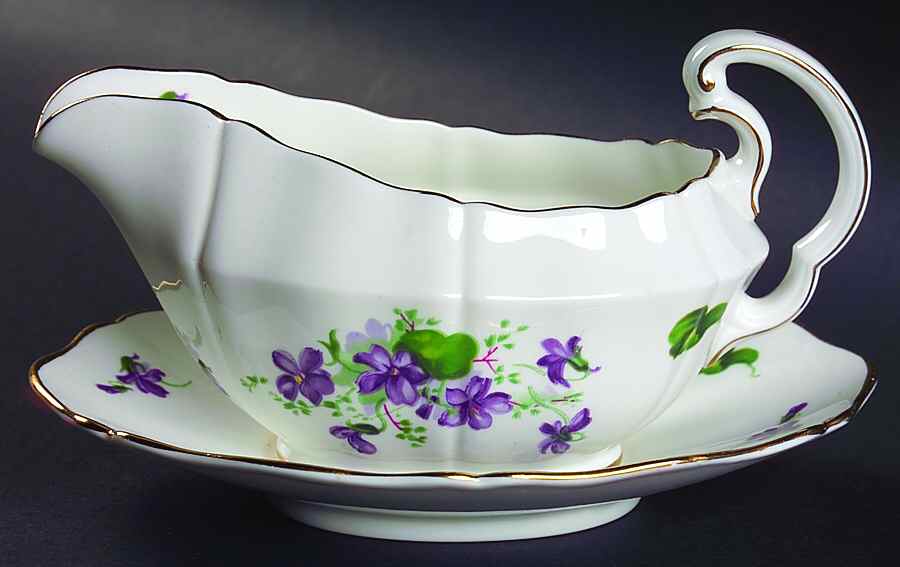 Violet Gravy Boat & Underplate by Adderley-1