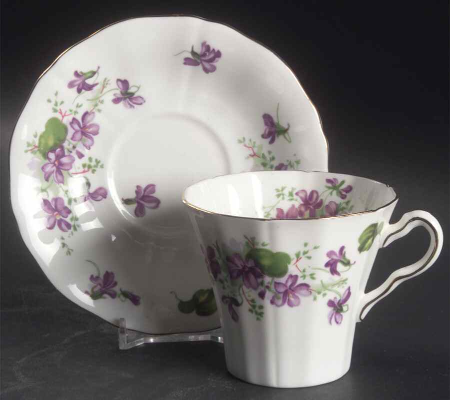 Violet Flat Cup & Saucer Set by Adderley-1