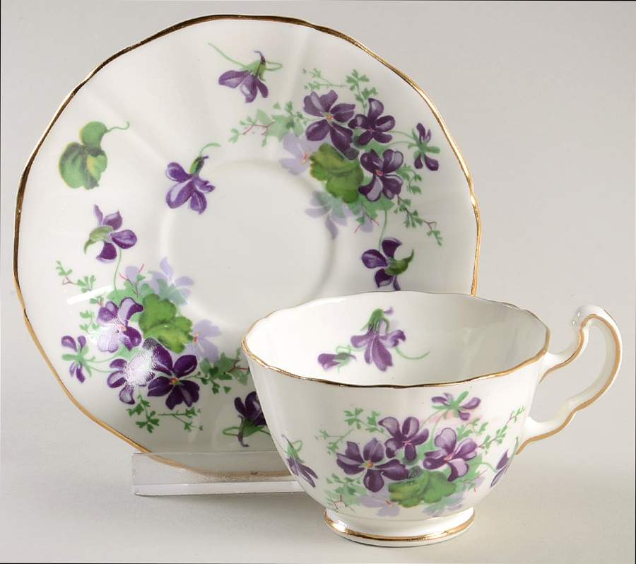 Violet Footed Demitasse Cup & Saucer Set by Adderley-1