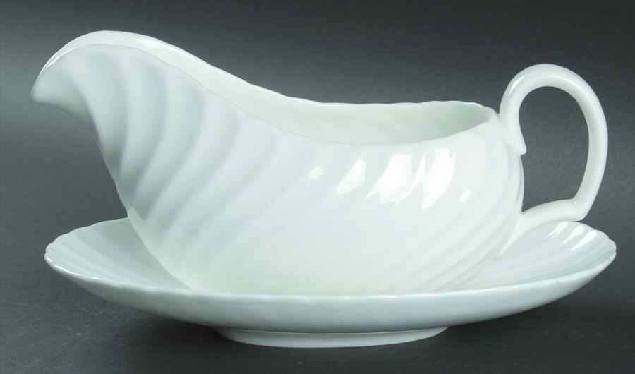 White Fife Gravy Boat & Underplate by Adderley-1