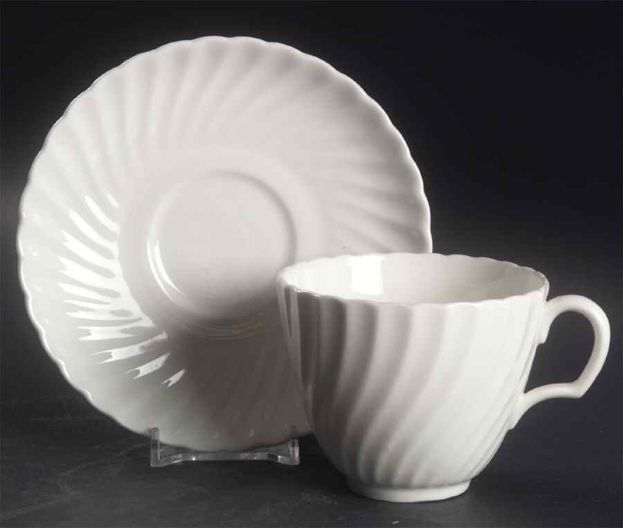 White Fife Flat Cup & Saucer Set by Adderley-1