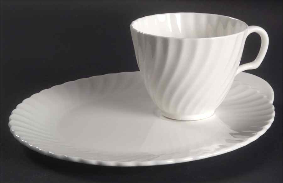White Fife Snack Plate & Cup Set by Adderley-1