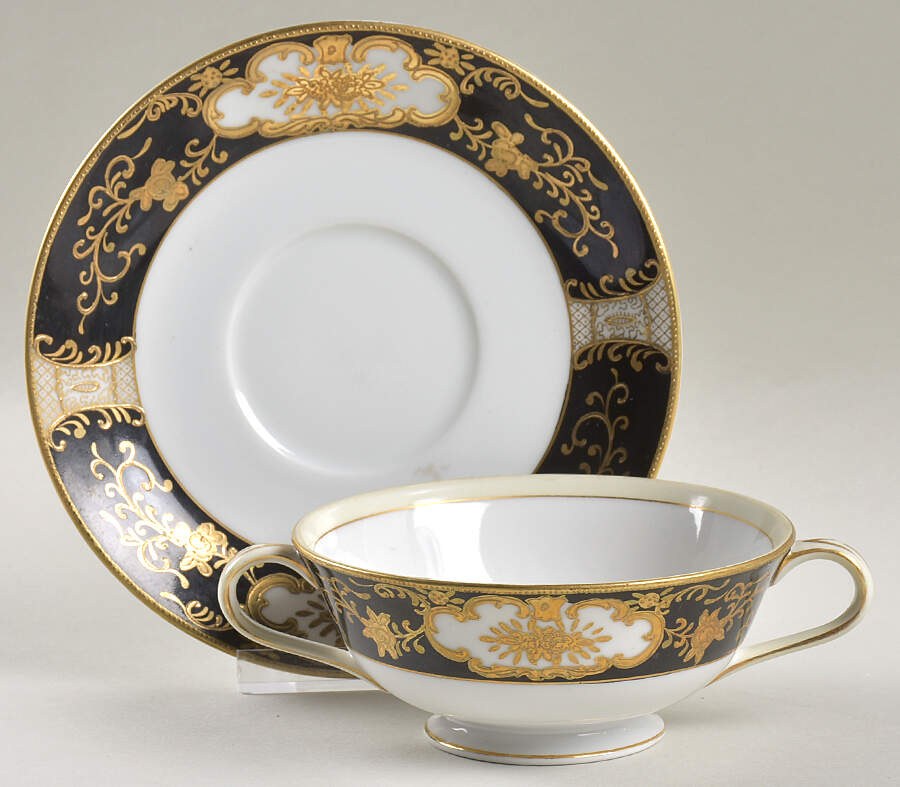 Regency Footed Cream Soup Bowl & Saucer Set by Adline-1