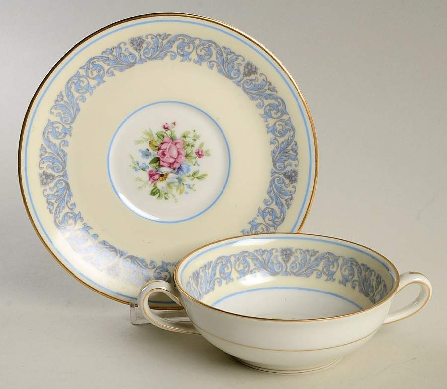 Arlesienne Flat Cream Soup Bowl & Saucer Set by Charles Ahrenfeldt-1
