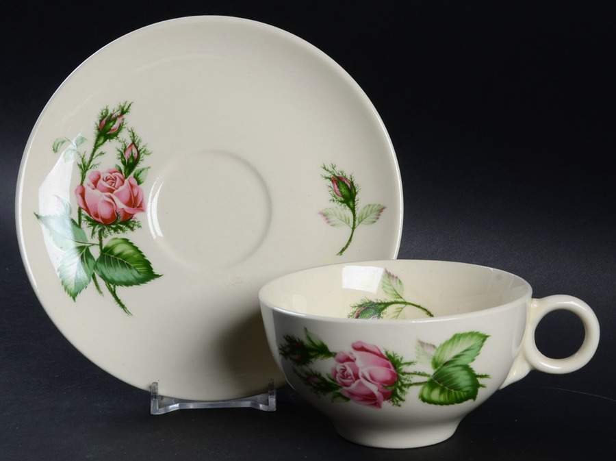 Floradora Rose Flat Cup & Saucer Set by Ark Crest-1