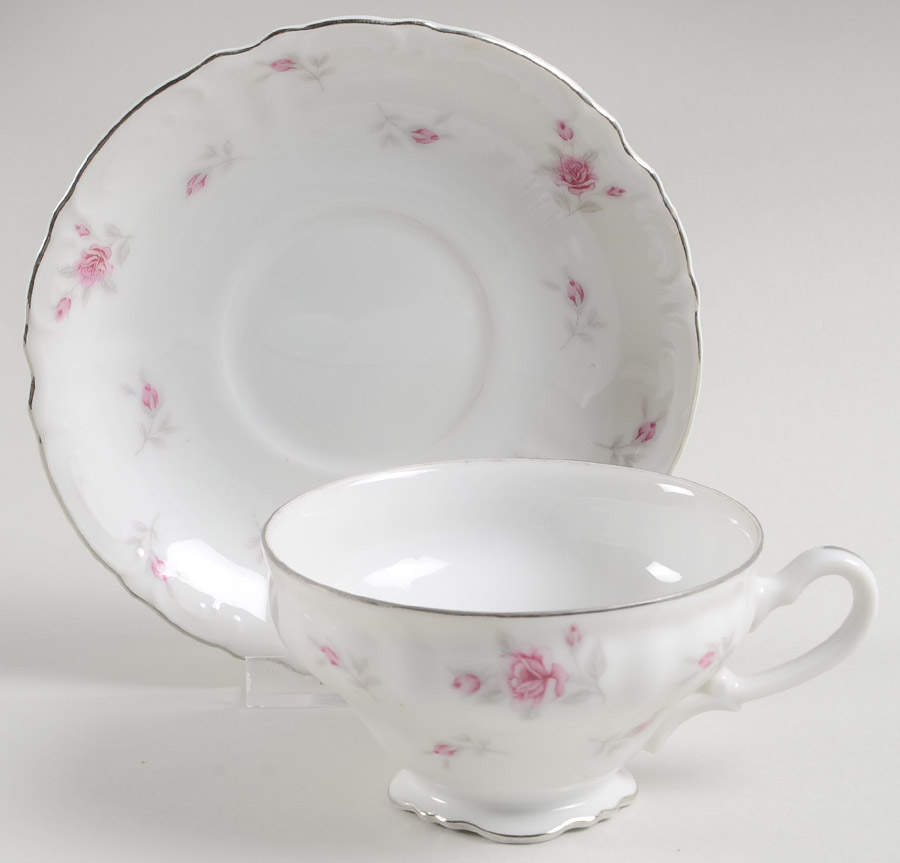 Victoria Rose Footed Cup & Saucer Set by Ark Crest-1