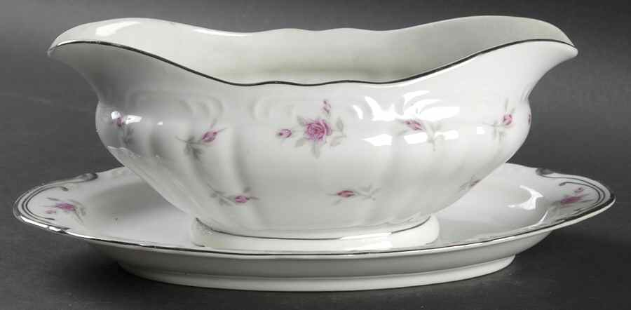 Victoria Rose Gravy Boat & Underplate by Ark Crest-1