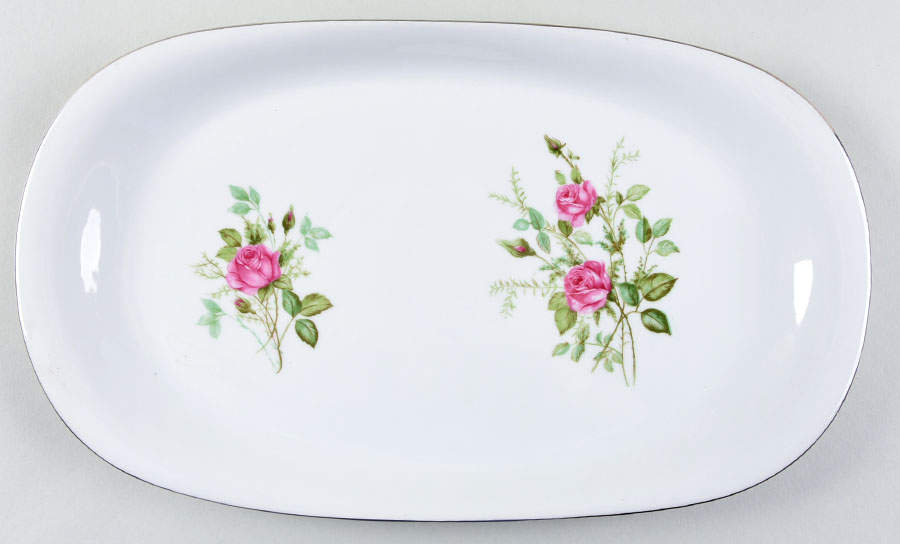 Moosrose (Platinum Trim) 14" Oval Serving Platter by Alka-1