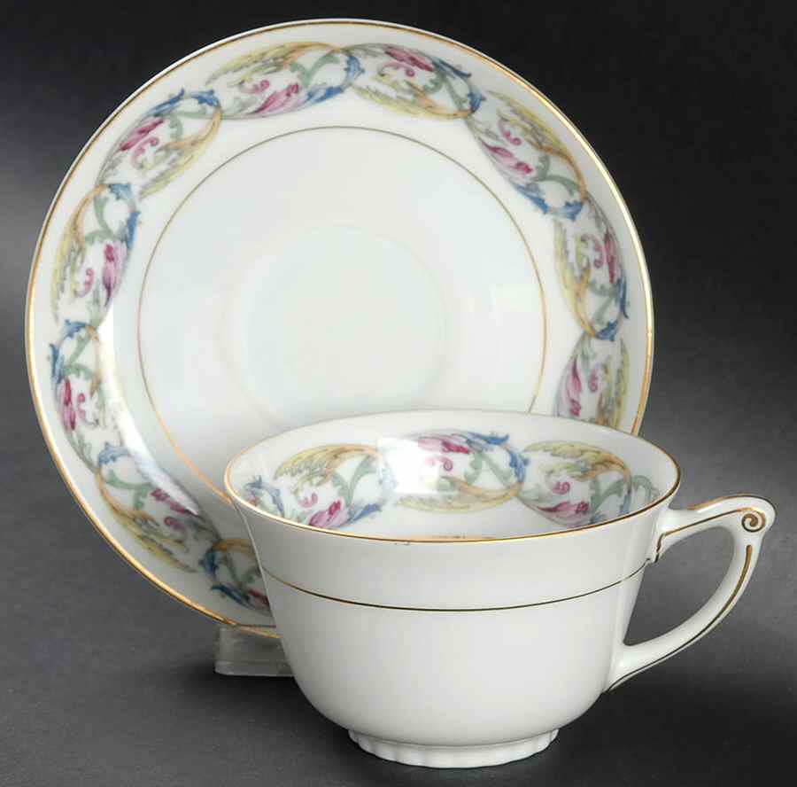 Acanthus Flat Cup & Saucer Set by Aladdin-1