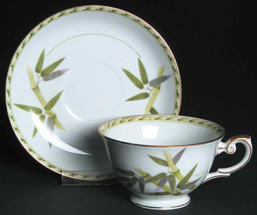 Bamboo Footed Cup & Saucer Set by Aladdin-1