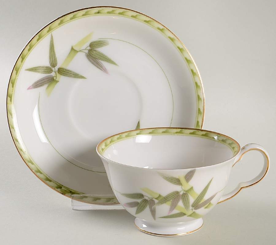 Bamboo Footed Cup & Saucer Set by Aladdin-1
