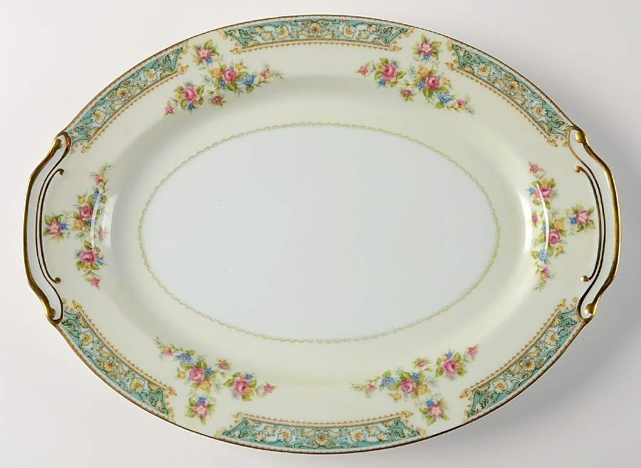 Blue Rose 14" Oval Serving Platter by Aladdin-1