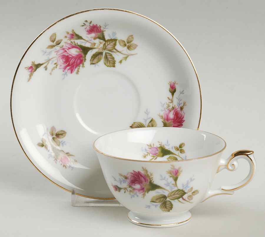 Moss Rose Footed Cup & Saucer Set by Aladdin-1