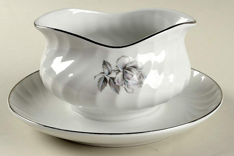 Spring Rose Gravy Boat with Attached Underplate by Aladdin-1