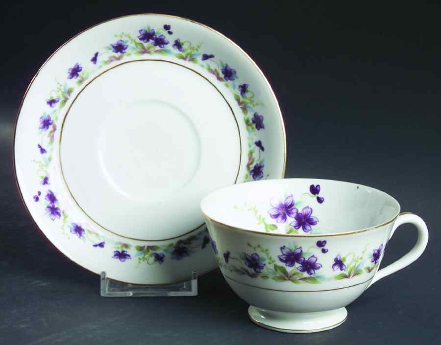 Violet Footed Cup & Saucer Set by Aladdin-1