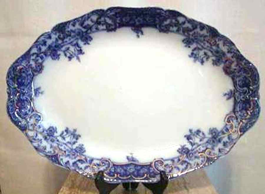 Manhattan Blue 12" Oval Serving Platter by Henry Alcock-1