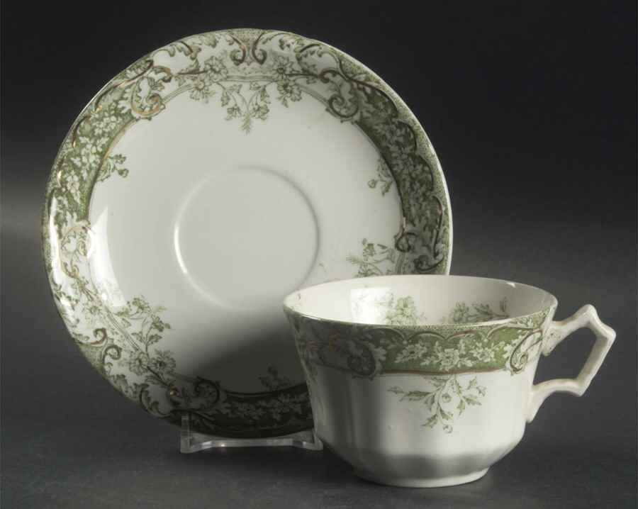Manhattan Green Flat Cup & Saucer Set by Henry Alcock-1