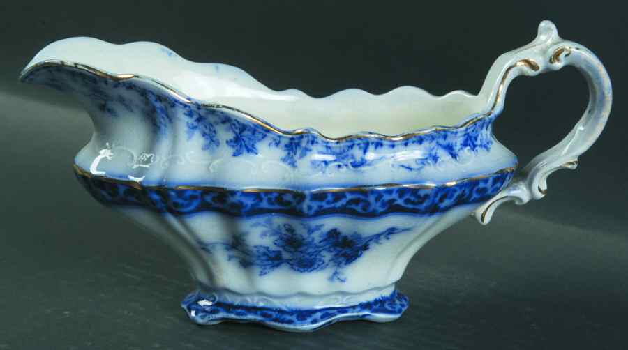 Touraine (Flow Blue) Gravy Boat by Henry Alcock-1