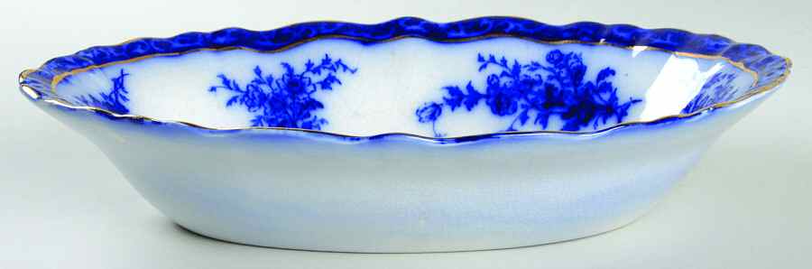 Touraine (Flow Blue) 10" Oval Vegetable Bowl by Henry Alcock-1