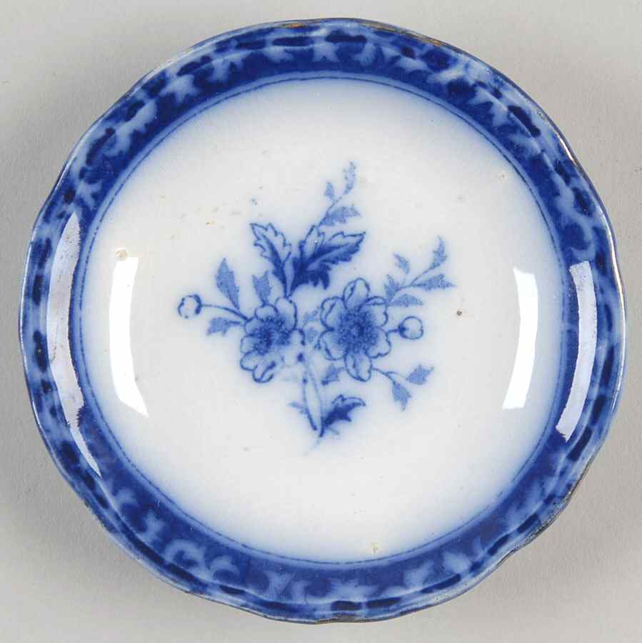 Touraine (Flow Blue) Butter Pat by Henry Alcock-1