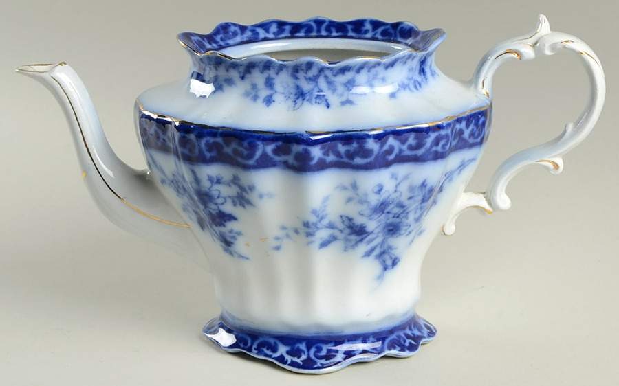 Touraine (Flow Blue) Teapot No Lid by Henry Alcock-1