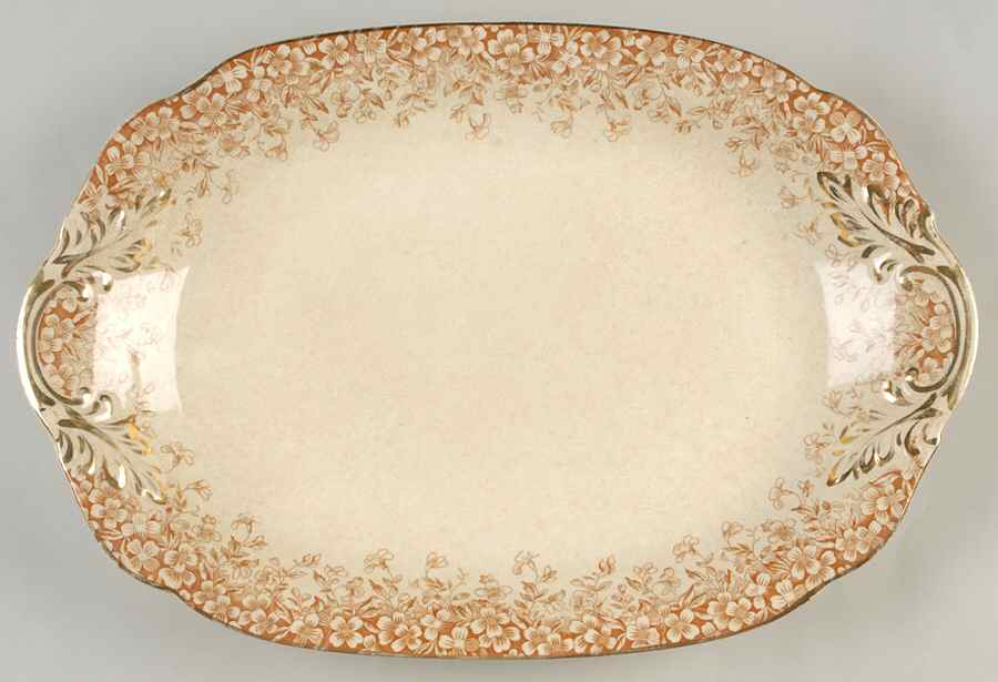 Utopian Brown 17" Oval Serving Platter by Henry Alcock-1