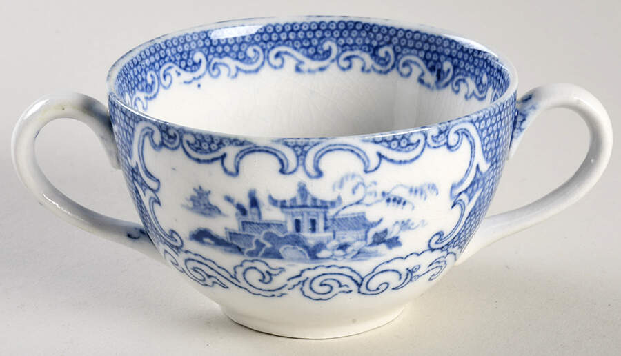 Chinese Blue (No Trim) Flat Bouillon Cup by Allerton's-1
