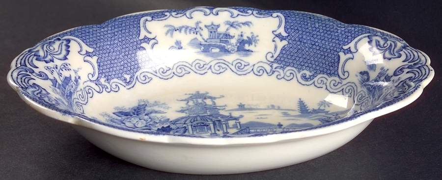 Chinese Blue (No Trim) 9" Oval Vegetable Bowl by Allerton's-1