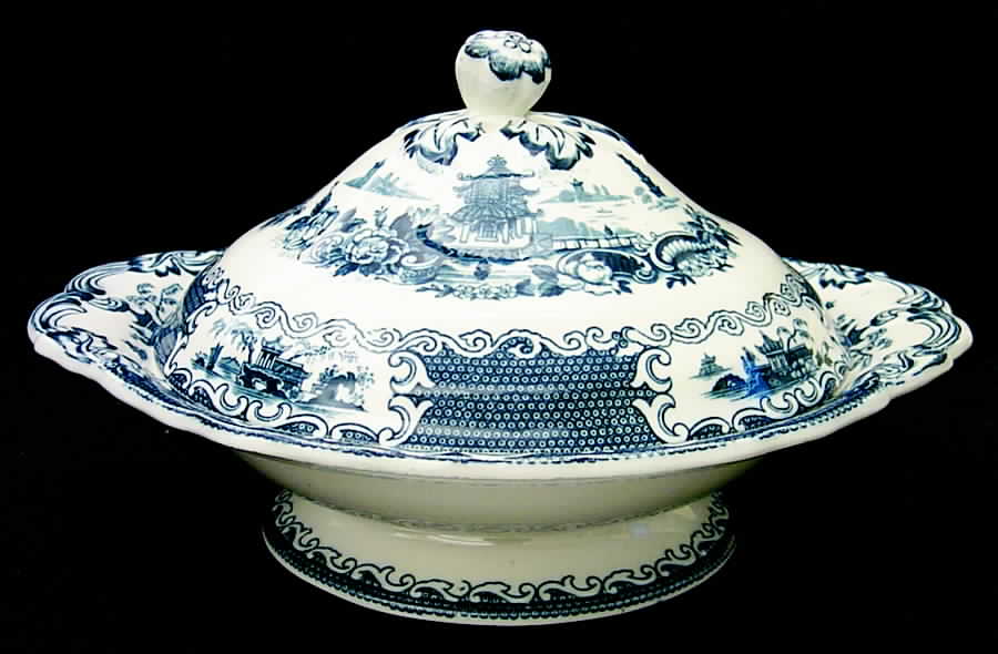 Chinese Blue (No Trim) Round Covered Vegetable by Allerton's-1