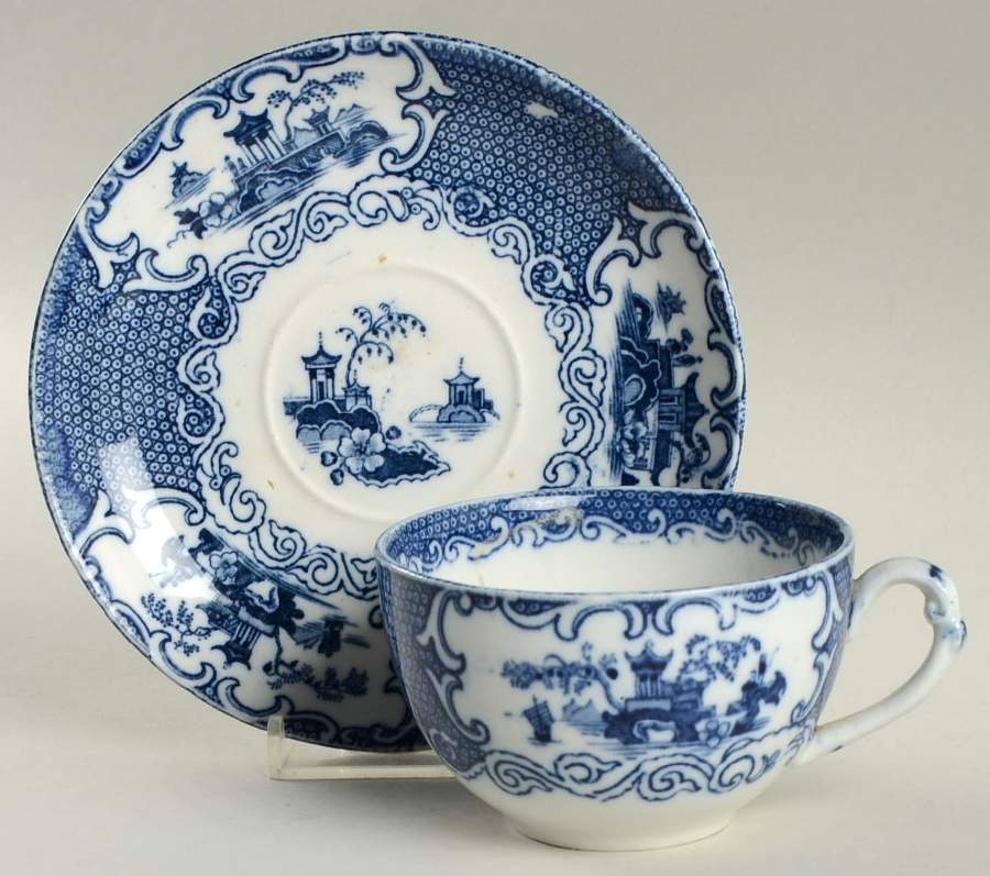 Chinese Blue (No Trim) Flat Cup & Saucer Set by Allerton's-1