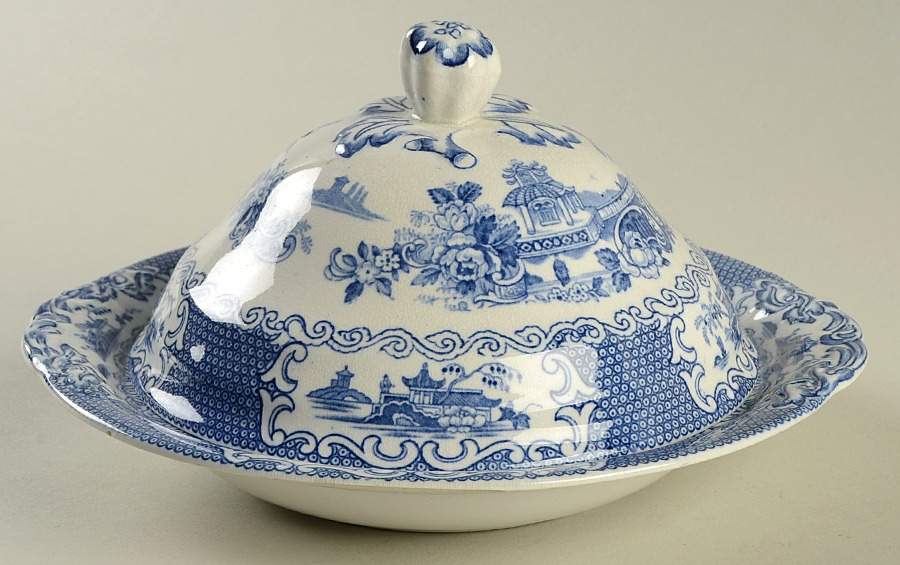 Chinese Blue (No Trim) Muffin Dish & Lid by Allerton's-1
