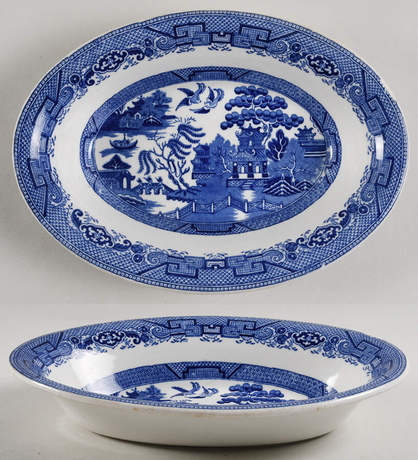 Willow Blue (Smooth) 10" Oval Vegetable Bowl by Allerton's-1